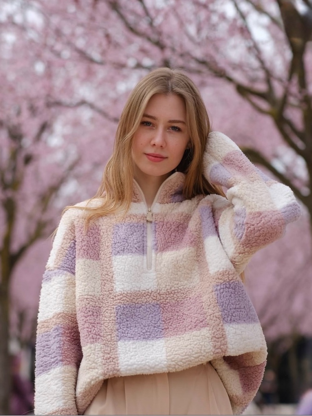 Plaid Sherpa Pullover